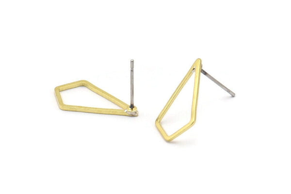 Brass Diamond Earring, 12 Raw Brass Diamond Stud Earrings (18x10x0.80mm) D0542 A2072