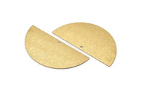 Semi Circle Charm, 4 Raw Brass Textured Half Moon Blanks With 1 Hole, Earrings, Pendants (50x24x0.80mm) D897