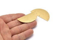 Semi Circle Charm, 4 Raw Brass Textured Half Moon Blanks With 1 Hole, Earrings, Pendants (50x24x0.80mm) D897