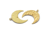 Hammered Crescent Pendant, 4 Raw Brass Hammered Crescent Pendants With 1 Loop and 1 Hole (25x10x1mm) U146