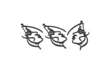Black Face Charm, 8 Oxidized Black Brass Face Charms With 1 Loop, Pendants, Earrings, Findings (50x25x1mm) D0624 S879