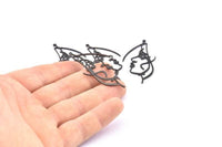 Black Face Charm, 8 Oxidized Black Brass Face Charms With 1 Loop, Pendants, Earrings, Findings (50x25x1mm) D0624 S879