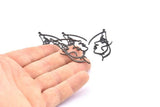 Black Face Charm, 8 Oxidized Black Brass Face Charms With 1 Loop, Pendants, Earrings, Findings (50x25x1mm) D0624 S879