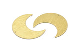 Brass Moon Charm, 4 Textured Raw Brass Moon Crescent Charms With 1 Hole (35x15x0.80mm) M03077