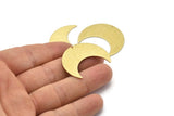 Brass Moon Charm, 4 Textured Raw Brass Moon Crescent Charms With 1 Hole (35x15x0.80mm) M03077