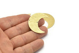 Brass Moon Charm, 4 Textured Raw Brass Moon Crescent Charms With 2 Holes (35x15x0.80mm) M03086