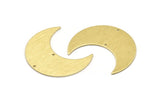 Brass Moon Charm, 4 Textured Raw Brass Moon Crescent Charms With 2 Holes (35x15x0.80mm) M03086