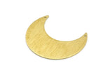 Brass Moon Charm, 4 Textured Raw Brass Moon Crescent Charms With 2 Holes (35x15x0.80mm) M03097