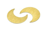 Brass Moon Charm, 4 Textured Raw Brass Moon Crescent Charms With 2 Holes (35x15x0.80mm) M03097