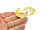 Brass Moon Charm, 4 Textured Raw Brass Moon Crescent Charms With 2 Holes (35x15x0.80mm) M03097