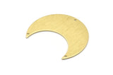 Brass Moon Charm, 4 Textured Raw Brass Moon Crescent Charms With 3 Holes (35x15x0.80mm) M03088
