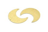 Brass Moon Charm, 4 Textured Raw Brass Moon Crescent Charms With 3 Holes (35x15x0.80mm) M03088