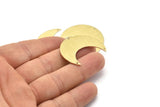 Brass Moon Charm, 4 Textured Raw Brass Moon Crescent Charms With 3 Holes (35x15x0.80mm) M03088
