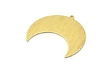 Brass Moon Charm, 4 Textured Raw Brass Moon Crescent Charms With 1 Loop (35x17x0.80mm) M03078