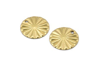 Brass Circle Charm, 24 Raw Brass Round Shaped Charms With 1 Hole, Findings (16x1mm) A2558