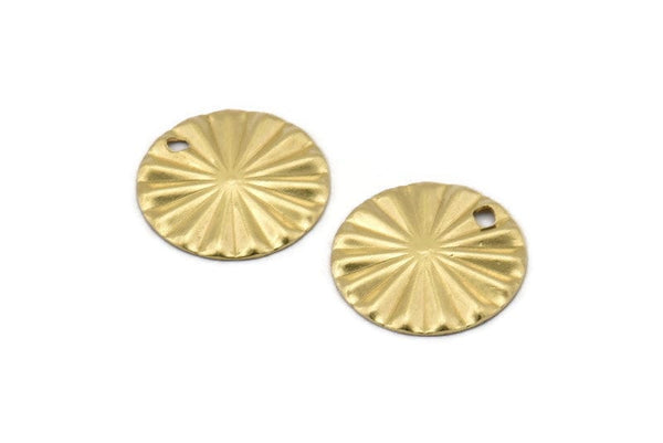 Brass Circle Charm, 24 Raw Brass Round Shaped Charms With 1 Hole, Findings (16x1mm) A2558