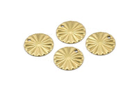 Brass Circle Charm, 24 Raw Brass Round Shaped Charms With 1 Hole, Findings (16x1mm) A2558