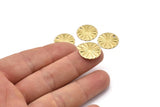 Brass Circle Charm, 24 Raw Brass Round Shaped Charms With 1 Hole, Findings (16x1mm) A2558