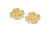 Brass Leaf Charm, 10 Raw Brass Four Leaf Clover Charms With 1 Hole (18x17x0.80mm) A2557