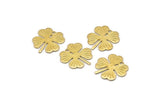Brass Leaf Charm, 10 Raw Brass Four Leaf Clover Charms With 1 Hole (18x17x0.80mm) A2557