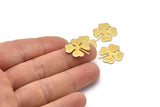 Brass Leaf Charm, 10 Raw Brass Four Leaf Clover Charms With 1 Hole (18x17x0.80mm) A2557