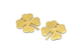 Brass Leaf Charm, 10 Raw Brass Four Leaf Clover Charms With 1 Hole (18x17x0.80mm) A2556