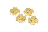 Brass Leaf Charm, 10 Raw Brass Four Leaf Clover Charms With 1 Hole (18x17x0.80mm) A2556