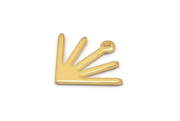 Gold Sun Charm, 8 Gold Plated Brass Sun Charms With 1 Loop (18x15x0.80mm) M02417