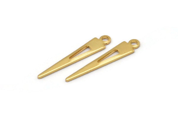 Gold Triangle Charm, 12 Gold Plated Brass Tiny Triangle Charms With 1 Loop, Findings (23x4x0.80mm) M02467