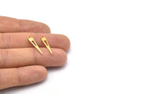 Gold Triangle Charm, 12 Gold Plated Brass Tiny Triangle Charms With 1 Loop, Findings (23x4x0.80mm) M02467