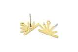 Brass Sun Earring, 10 Raw Brass Sun Stud Earrings With 1 Loop (10x15x0.80mm) M02402 A2562