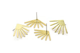 Brass Sun Earring, 6 Textured Raw Brass Sun Stud Earrings (24x16x0.80mm) M02447 A2563