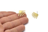 Brass Sun Earring, 6 Textured Raw Brass Sun Stud Earrings (24x16x0.80mm) M02447 A2563
