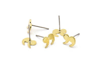 Brass Earring, 12 Raw Brass Stud Earrings (7x9x0.80mm) M02330 A2564
