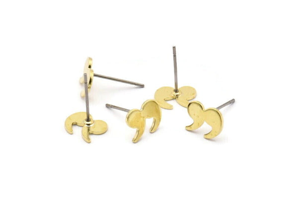 Brass Earring, 12 Raw Brass Stud Earrings (7x9x0.80mm) M02330 A2564