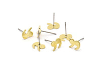 Brass Earring, 12 Raw Brass Stud Earrings (7x9x0.80mm) M02330 A2564