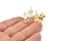 Brass Earring, 12 Raw Brass Stud Earrings (7x9x0.80mm) M02330 A2564