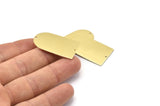 Brass D Shape, 4 Raw Brass D Shape Charms With 2 Hole, Brass Blanks (35x20x0.80mm) M03177