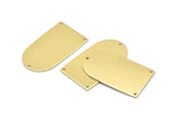 Brass D Shape, 4 Raw Brass D Shape Charms With 3 Hole, Brass Blanks (35x20x0.80mm) M03176