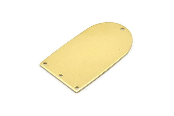 Brass D Shape, 4 Raw Brass D Shape Charms With 4 Hole, Brass Blanks (35x20x0.80mm) M03175