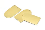 Brass D Shape, 4 Raw Brass D Shape Charms With 4 Hole, Brass Blanks (35x20x0.80mm) M03175