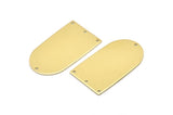 Brass D Shape, 4 Raw Brass D Shape Charms With 4 Hole, Brass Blanks (35x20x0.80mm) M03175