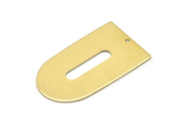 Brass D Shape, 4 Raw Brass D Shape Charms With 1 Hole, Brass Blanks (35x20x0.80mm) M03161