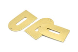 Brass D Shape, 4 Raw Brass D Shape Charms With 1 Hole, Brass Blanks (35x20x0.80mm) M03163