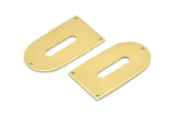 Brass D Shape, 4 Raw Brass D Shape Charms With 3 Hole, Brass Blanks (35x20x0.80mm) M03165