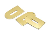 Brass D Shape, 4 Raw Brass D Shape Charms With 3 Hole, Brass Blanks (35x20x0.80mm) M03165