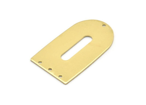Brass D Shape, 4 Raw Brass D Shape Charms With 4 Hole, Brass Blanks (35x20x0.80mm) M03166