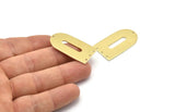 Brass D Shape, 4 Raw Brass D Shape Charms With 4 Hole, Brass Blanks (35x20x0.80mm) M03166