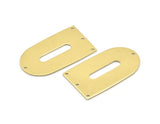 Brass D Shape, 4 Raw Brass D Shape Charms With 4 Hole, Brass Blanks (35x20x0.80mm) M03167