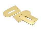 Brass D Shape, 4 Raw Brass D Shape Charms With 4 Hole, Brass Blanks (35x20x0.80mm) M03167